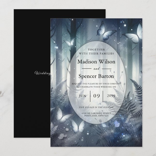 Invitación Boda de las Alas Mágicas y de la Luna (Anverso / Reverso)