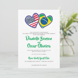 Invitación Boda de las Banderas del Corazón de América Brasil