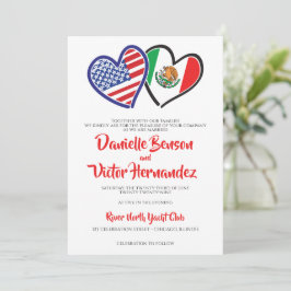 Invitación Boda de las Banderas del Corazón de América Mexica