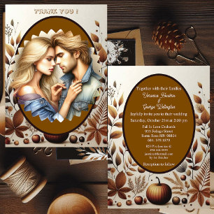 Invitación Boda de las calabazas de caída de Grunge Brown, un