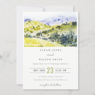 Invitación Boda de las colinas campestres de color verde amar