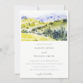 Invitación Boda de las colinas campestres de color verde amar