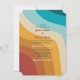 Invitación Boda de las coloridas olas de arcoiris de los años