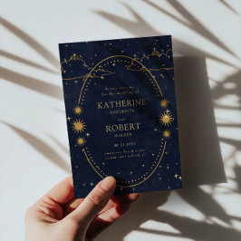 Invitación Boda de las Estrellas de la Luna de Oro Celestial 