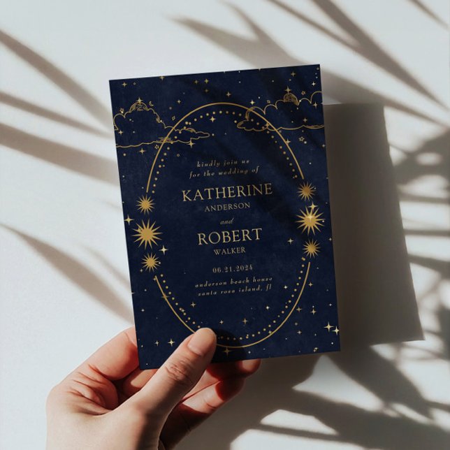 Invitación Boda de las Estrellas de la Luna de Oro Celestial  (Subido por el creador)