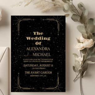 Invitación Boda de las Estrellas de la Luna Negra Celestial