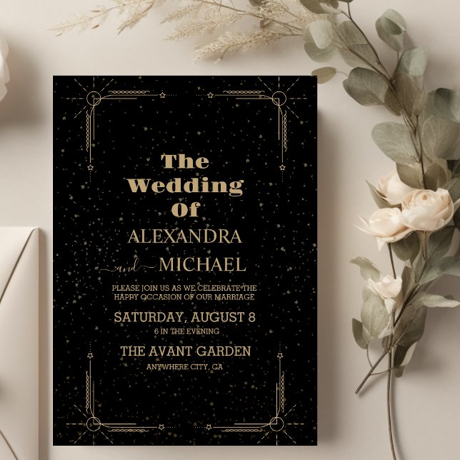 Invitación Boda de las Estrellas de la Luna Negra Celestial (Subido por el creador)