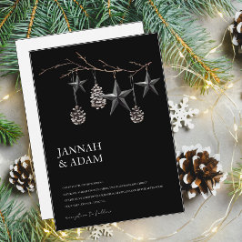 Invitación Boda de las estrellas de las pineconas negras góti