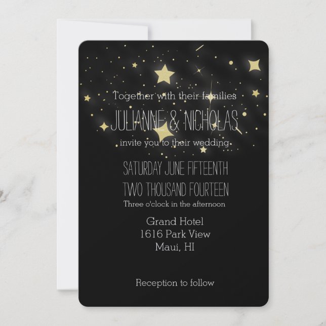 Invitación Boda de las estrellas del oro (Anverso)