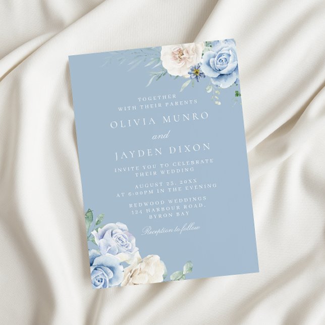 Invitación Boda de las flores azules azul cielo (Subido por el creador)