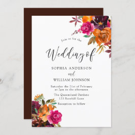 Invitación Boda de las Flores de Acuarela Rustic Otumn Fall