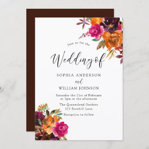 Invitación Boda de las Flores de Acuarela Rustic Otumn Fall