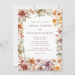 Invitación Boda de las flores de Boho acuarela