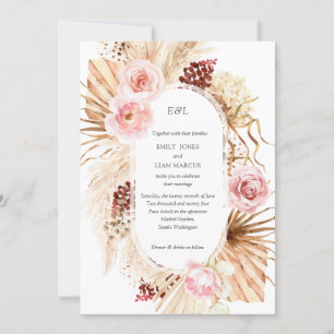Invitación Boda de las flores de Boho Pampas