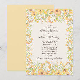 Invitación Boda de las flores de color amarillo bonito