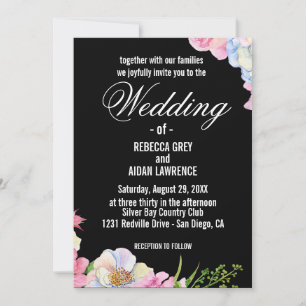 Invitación Boda de las flores de color azul rosado