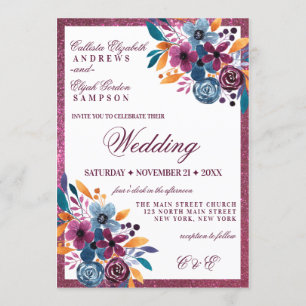 Invitación Boda de las flores de color de agua de mostaza de 