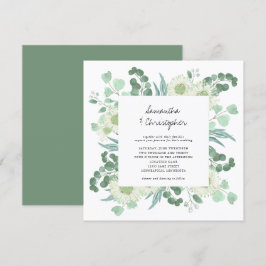 Invitación Boda de las flores de color de agua Eucalyptus Gre