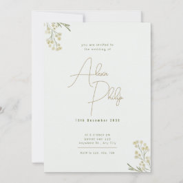 Invitación Boda de las flores de color Minimalista dorado