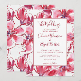 Invitación Boda de las flores de color rojo