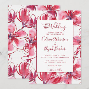 Invitación Boda de las flores de color rojo