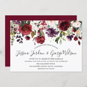 Invitación Boda de las flores de color rojo romantico de Borg