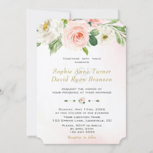 Invitación Boda de las flores de crema de Rubor de Boho Water