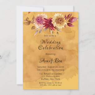 Invitación Boda de las flores de Dahlia, color mostaza amaril