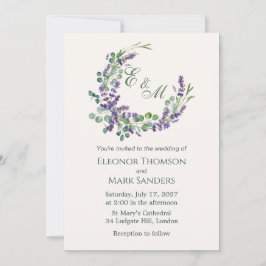 Invitación Boda de las flores de lavanda del follaje Eucalypt