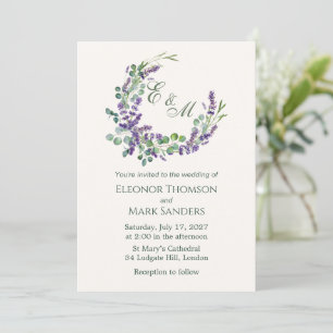 Invitación Boda de las flores de lavanda del follaje Eucalypt