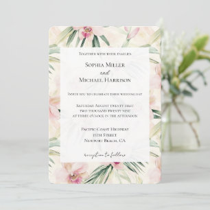 Invitación Boda de las flores de orquídeas tropicales rosadas