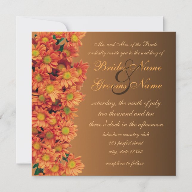 Invitación Boda de las flores de otoño (Anverso)