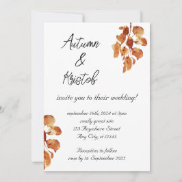 Invitación Boda de las flores de otoño de color marrón ruso