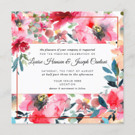 Invitación Boda de las flores de primavera de acuarela