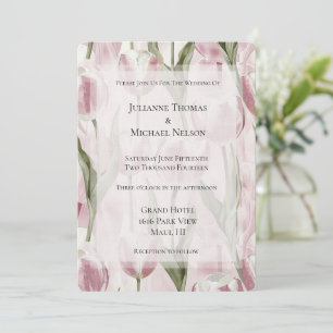Invitación Boda de las flores de tulipano blanco rosado de mo