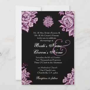 Invitación Boda de las flores de ungüentos morados y negros