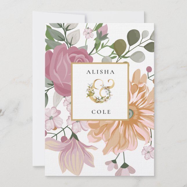 Invitación Boda de las flores de verano (Anverso)