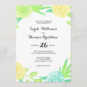 Invitación Boda de las flores de verano acuarelas