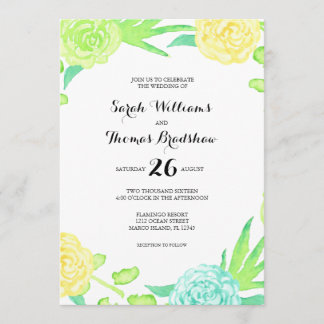 Invitación Boda de las flores de verano acuarelas