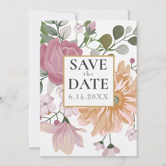 Invitación Boda de las flores de verano SAVE LA FECHA (Anverso)