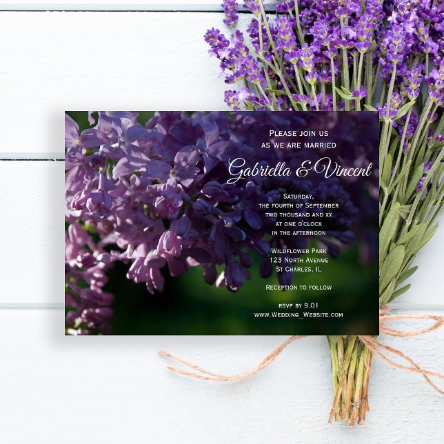 Invitación Boda de las flores moradas de Lilac (Subido por el creador)