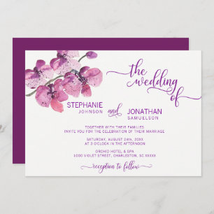 Invitación Boda de las flores orquídeas de color morado