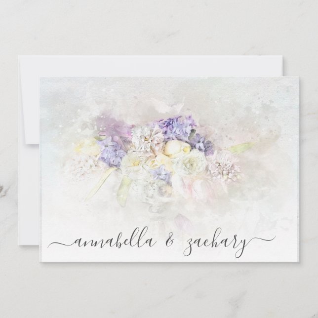 Invitación *~* BODA de las flores pasteles RSVP QR AR26 (Anverso)