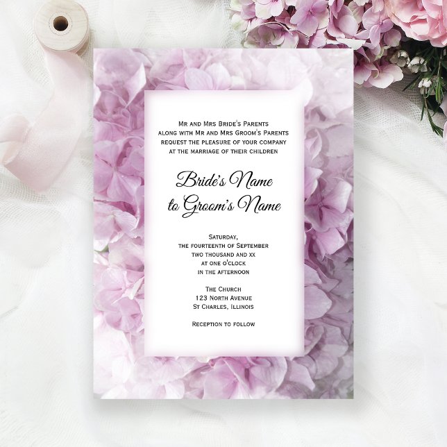 Invitación Boda de las flores rosadas de Hydrangea (Subido por el creador)