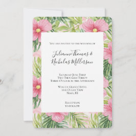 Invitación Boda de las flores rosadas tropicales