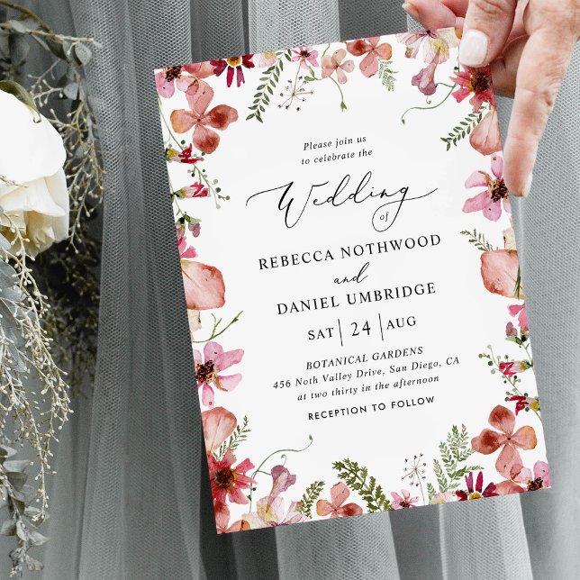 Invitación Boda de las flores rosas dulces de la Moda Boho (Subido por el creador)