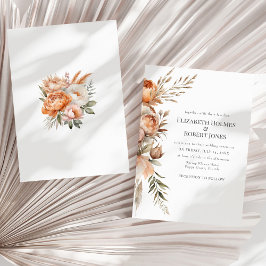 Invitación Boda de las flores secas de Boho Coral y Peach