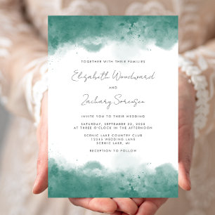 Invitación Boda de las fronteras acuáticas Verde azuladas mod