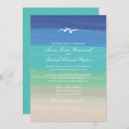 Invitación Boda de las gaviotas marinas de arena pintadas
