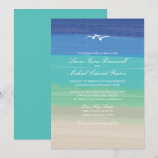 Invitación Boda de las gaviotas marinas de arena pintadas